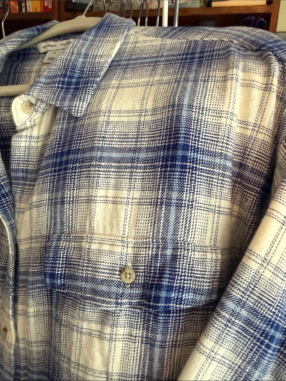 Old Navy Blue & White Plaid Button-Down Shirt - Picture 3 of 6